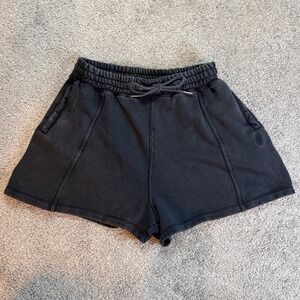 Free Movement Distressed Charcoal Sweat Shorts Drawstring Waist Size XL